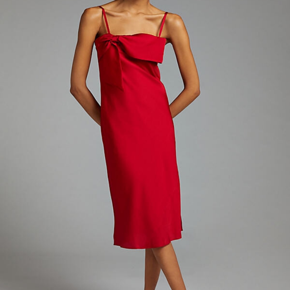 Anthropologie Hutch Bow-Front Midi Slip Dress